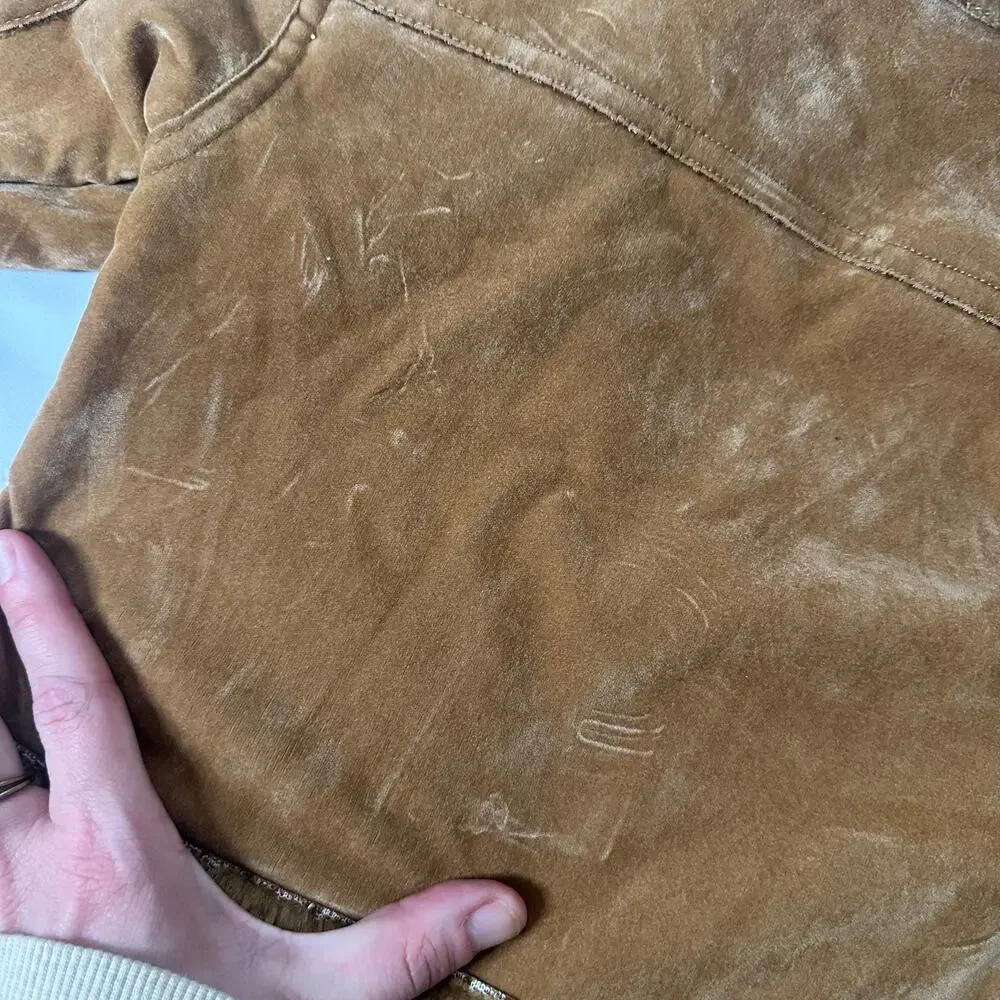 Vintage B.T. Kids Floral Embroidered Brown Faux Fur Suede Jacket / Coat Sz 18 mo